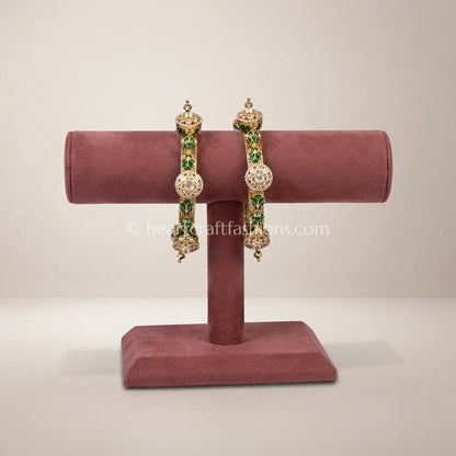Emerald Heritage Kundan Bangles