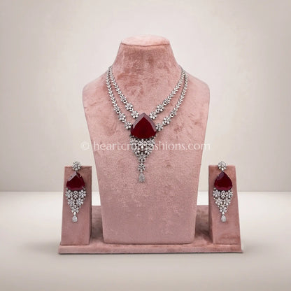 Ruby Red Double-Strand Zircon Haar Set