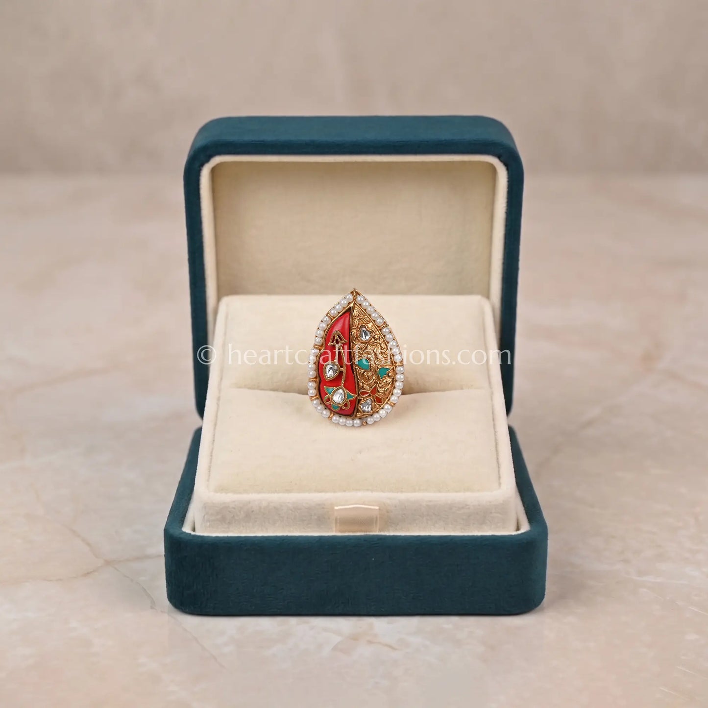 Sindoor Noor Meenakari Pearl Ring