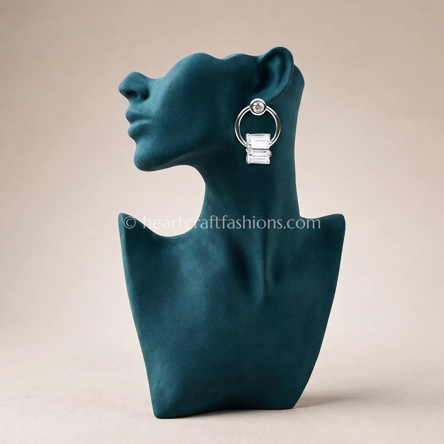 Pure Silver Geometric Baguette Loop Earrings – Hallmarked Silver Finish
