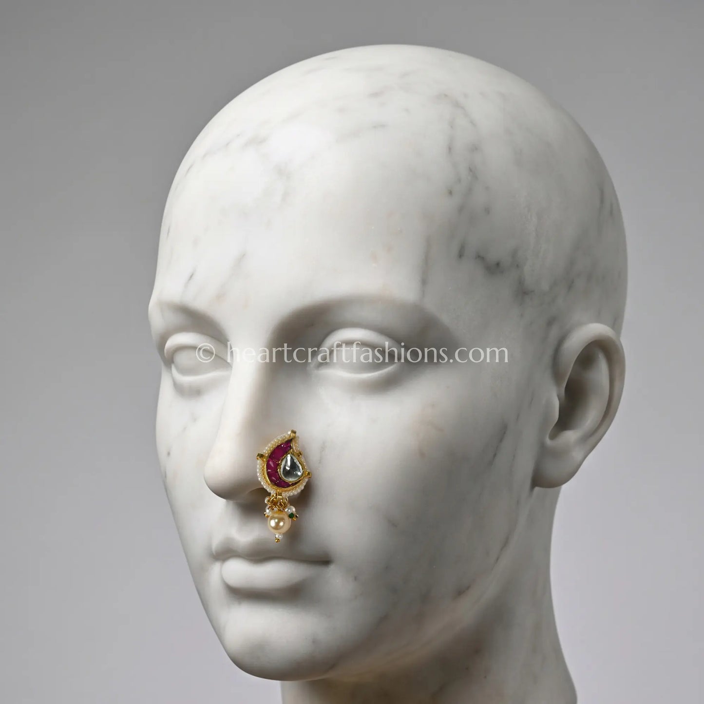 Ruby Meenakari Pachi Kundan Paisley Nath