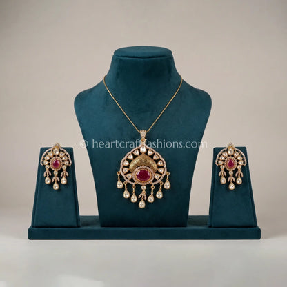 Shahi Ruby Moissanite Pendant Set