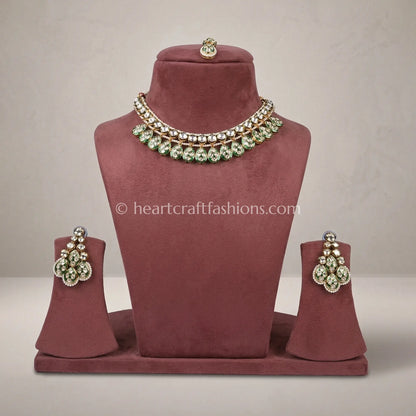 AC Kundan Pista Leaf Royal Choker Set