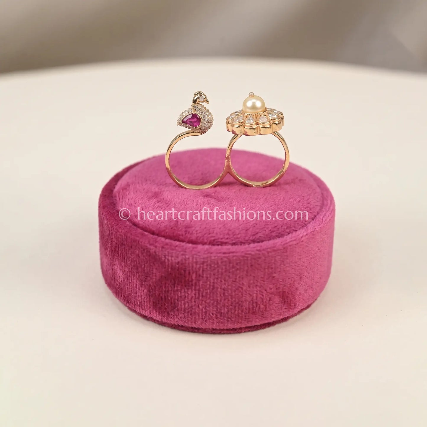 Sunehri Kundan Mayurika Pearl Ring