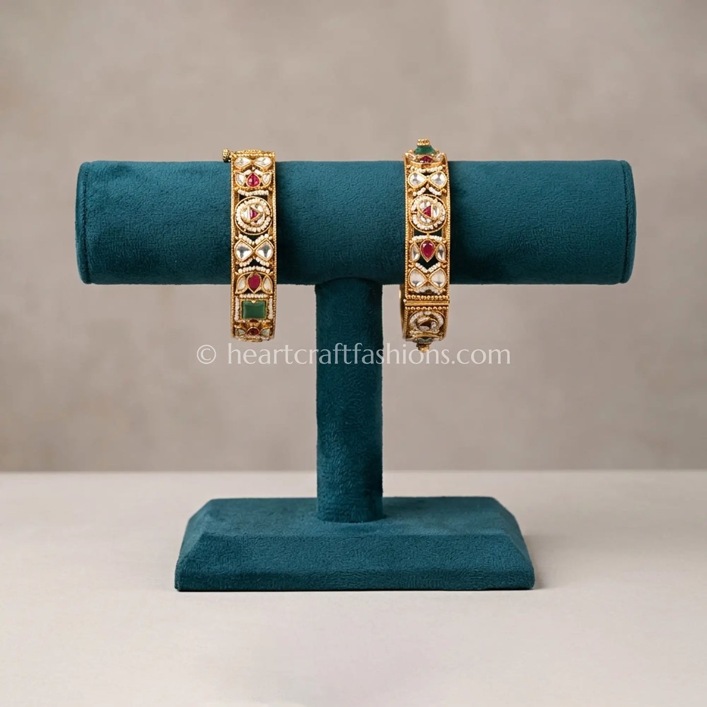 Ruby Emerald Heritage Kundan Bangles