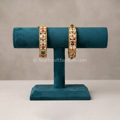 Ruby Emerald Heritage Kundan Bangles