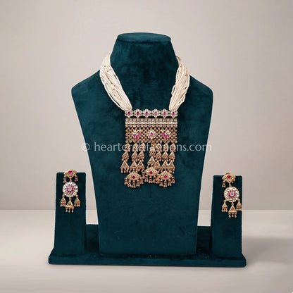 Rajasthani Pachi Kundan Aad Style Pearl Choker Set