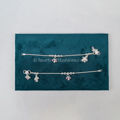 Pure Silver Charming Penguin Kids Anklet Pair – Hallmarked
