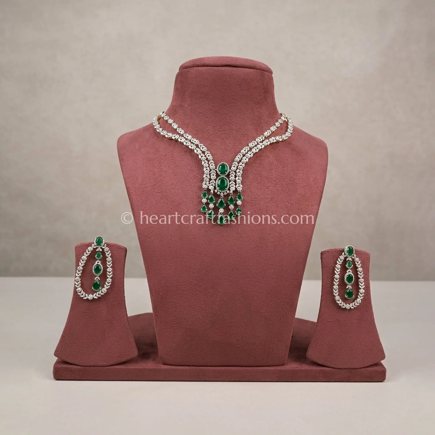 Emerald Waterfall Y-Necklace Set