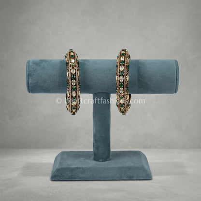 Emerald Royal Sunehri Kundan Sleek Bangles
