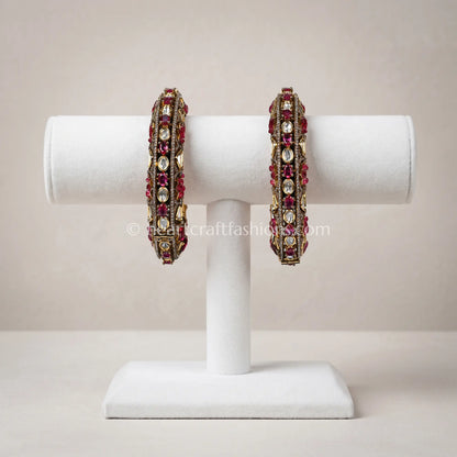 Ruby Royal Sunehri Kundan Sleek Bangles
