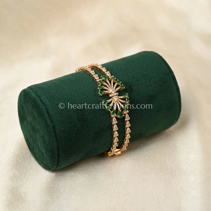 Emerald Royal Moissanite Double Layer Bracelet