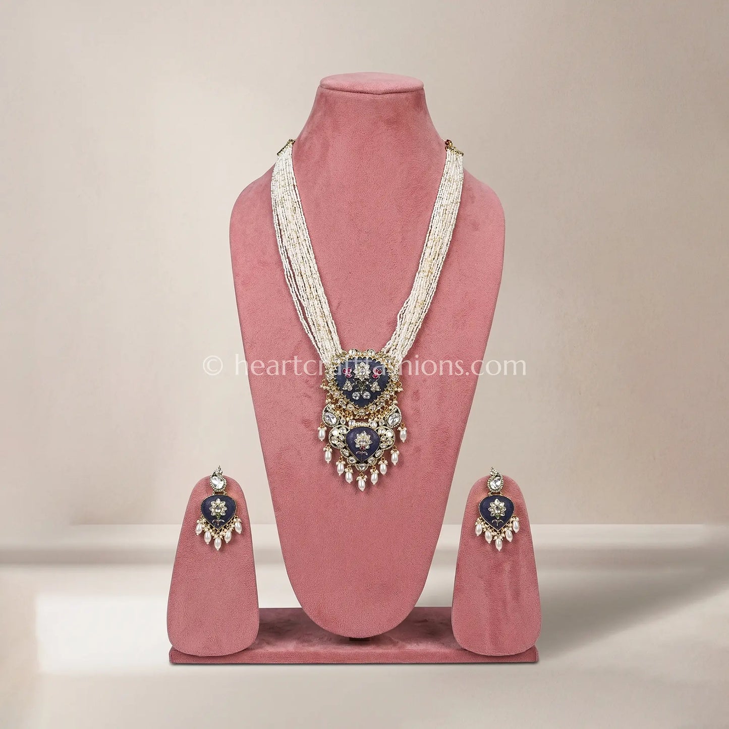 Rajputana Ratnarang Kundan Rani Haar (Navy Blue)