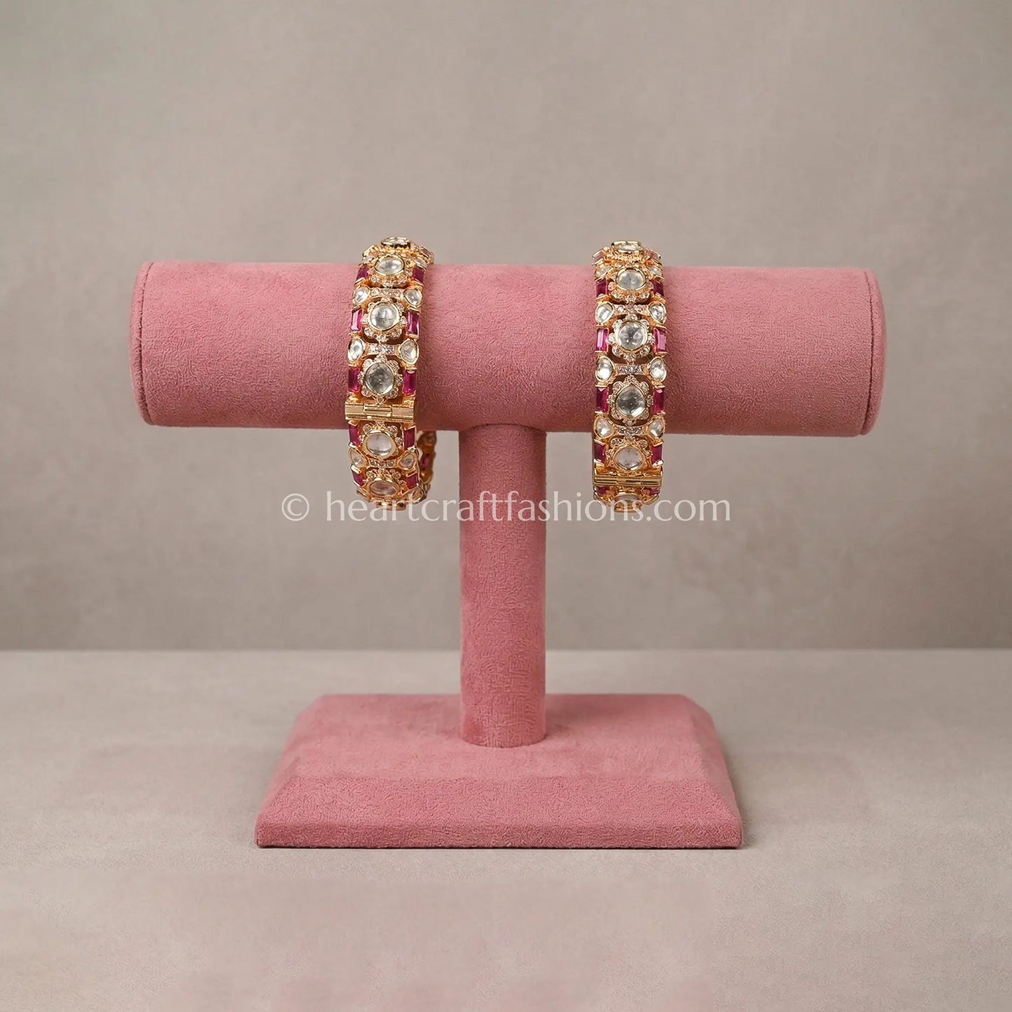 Ruby Sunehri Kundan Rectangle Bangles