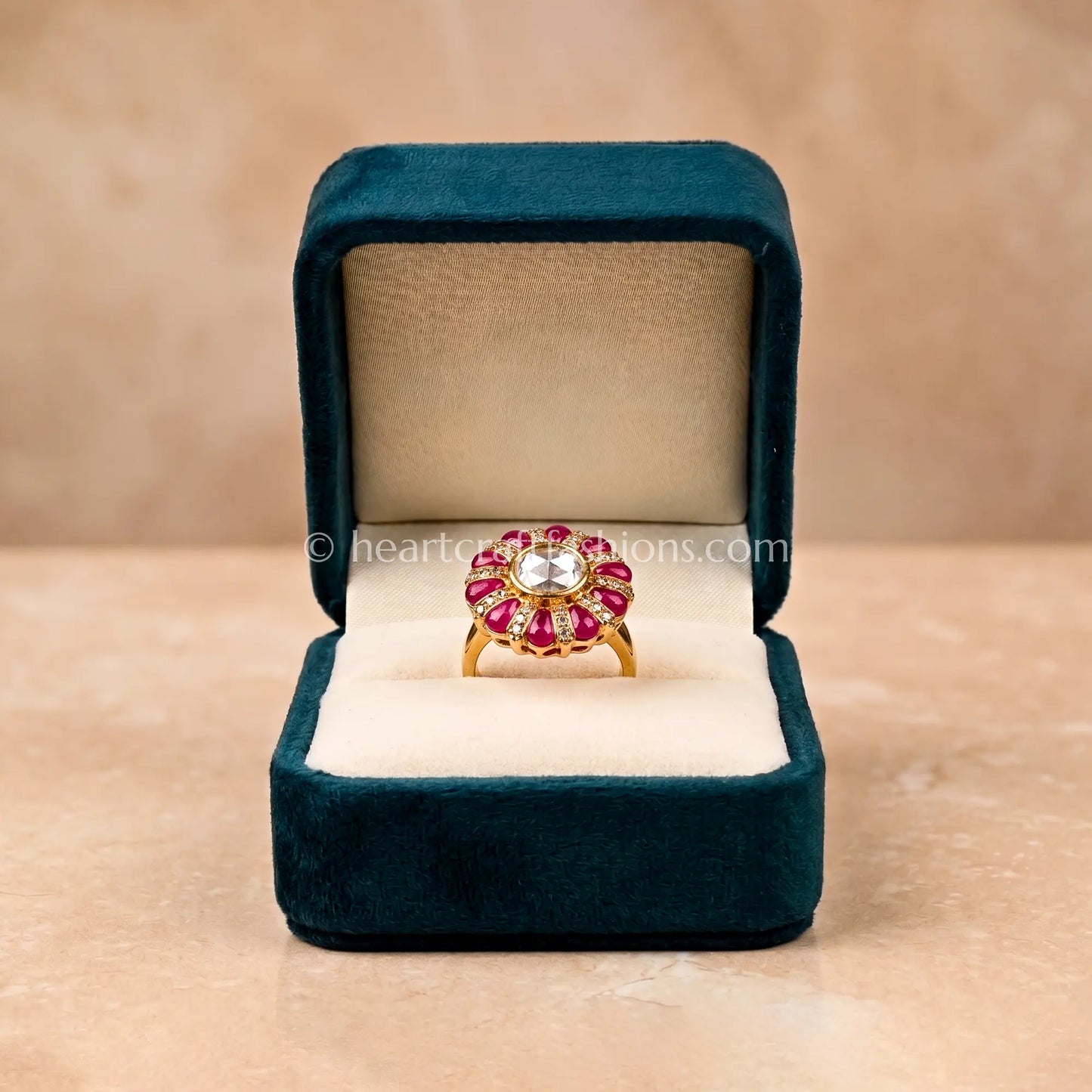 Gulrang Sunehri Kundan Ring