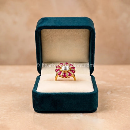 Gulrang Sunehri Kundan Ring