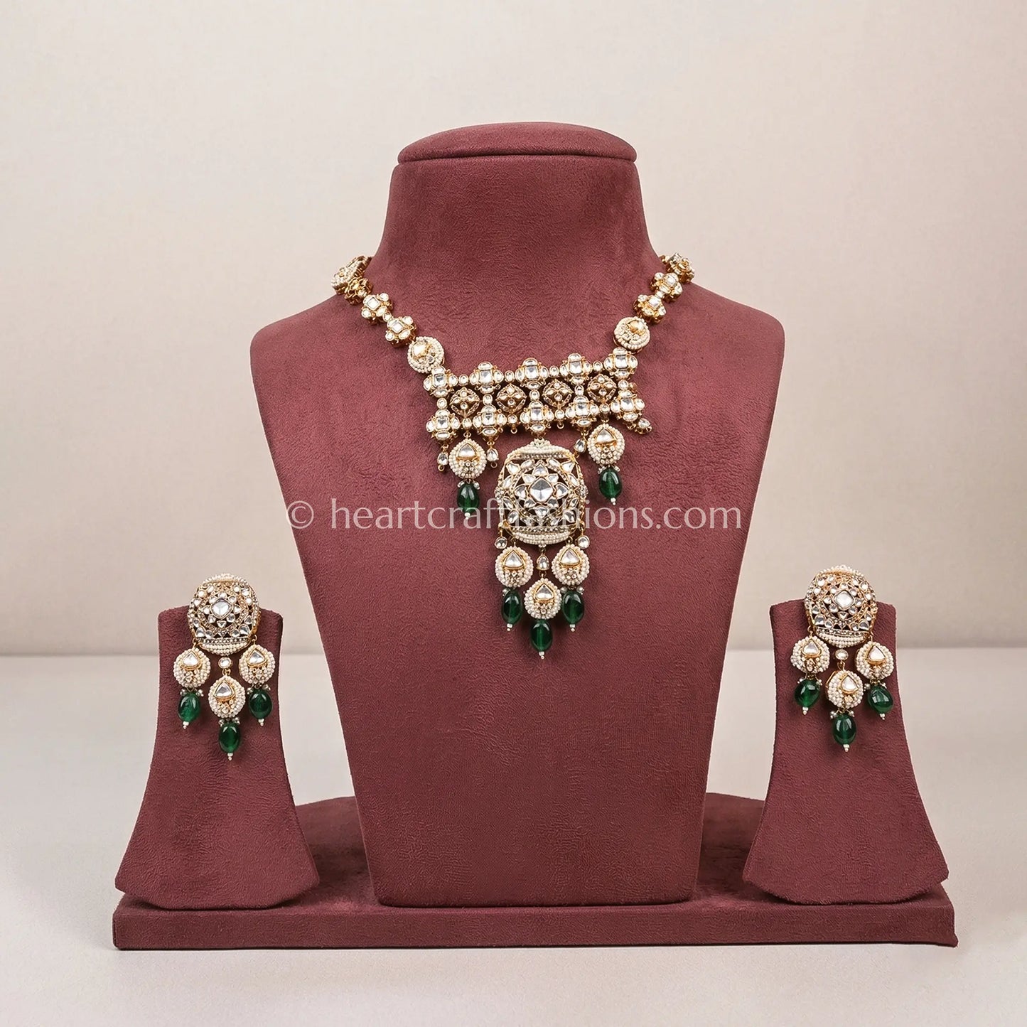 Emerald Green Moissanite Pendant Necklace Set