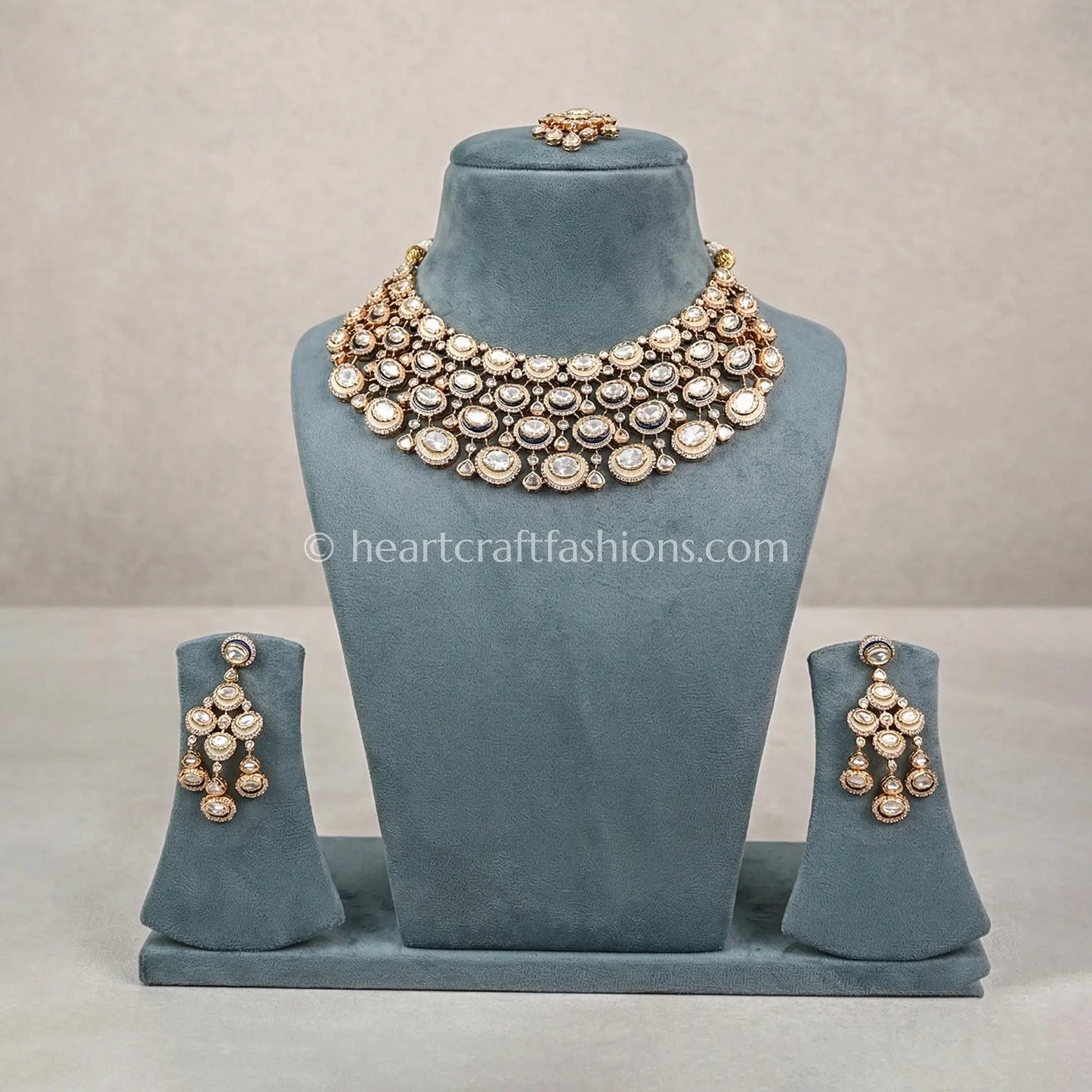 Sunehri Kundan White Blue Luxe Statement Choker