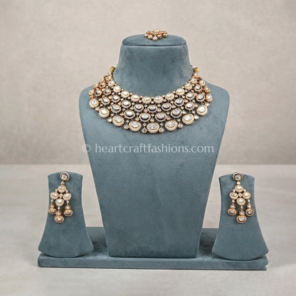 Sunehri Kundan White Blue Luxe Statement Choker