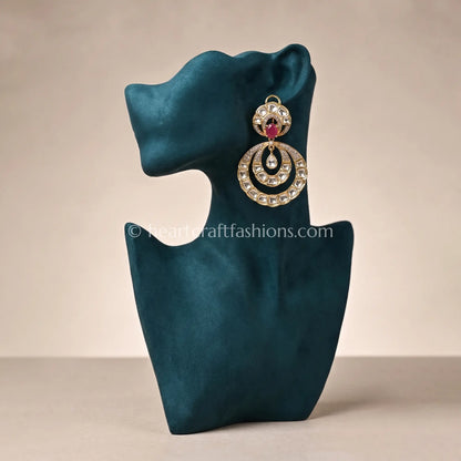Rangrez Ruby Pachi Kundan Chandbali Earrings