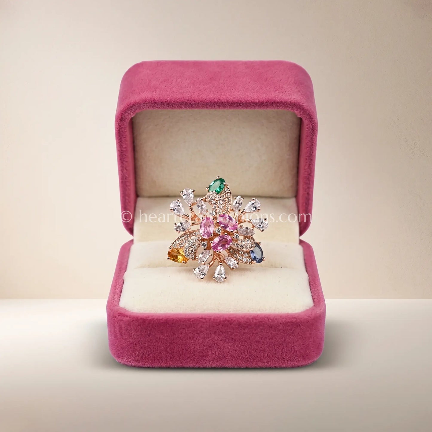 Aurora Blossom Zircon Cocktail Ring