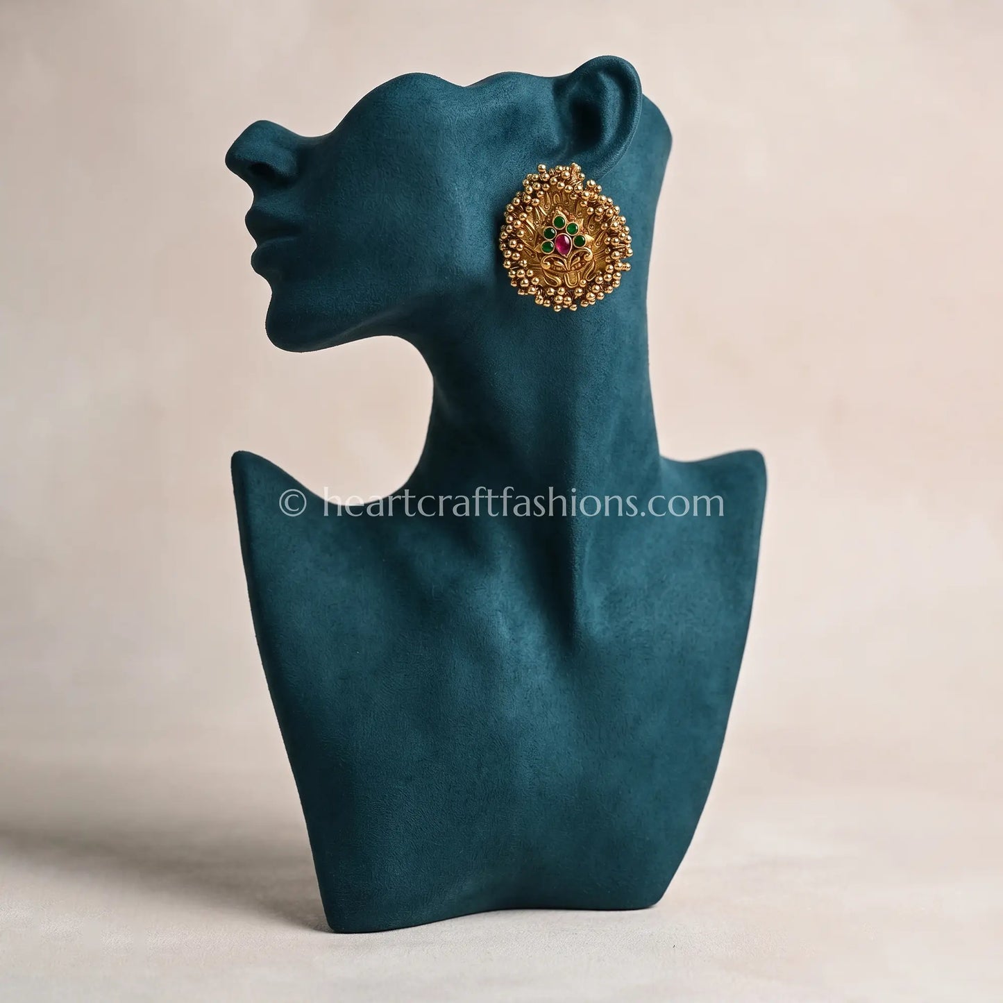 Mayurika Temple Peacock Stud Earrings