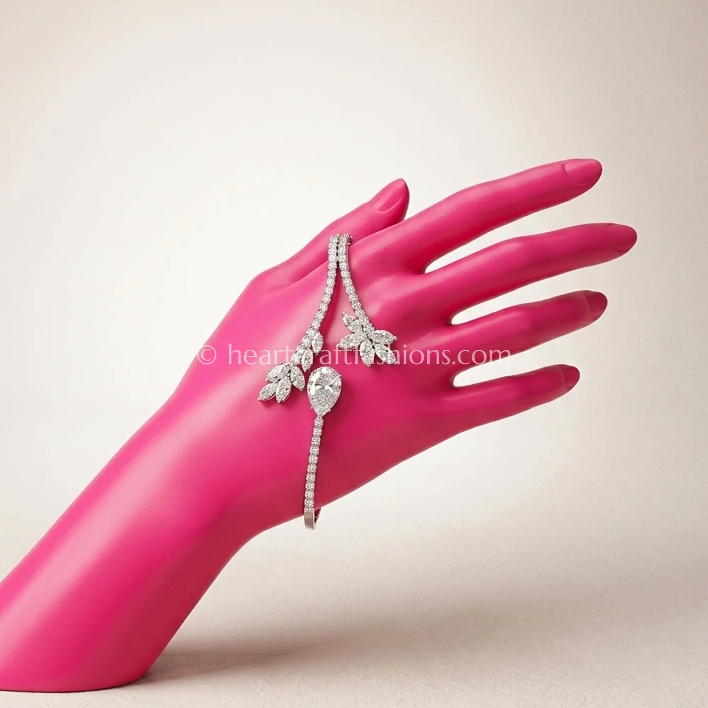 Solitaire Pear & Leaf Cluster Zircon Handcuff