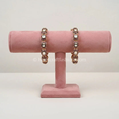 Ruby Moissanite Kundan Sleek Bangles