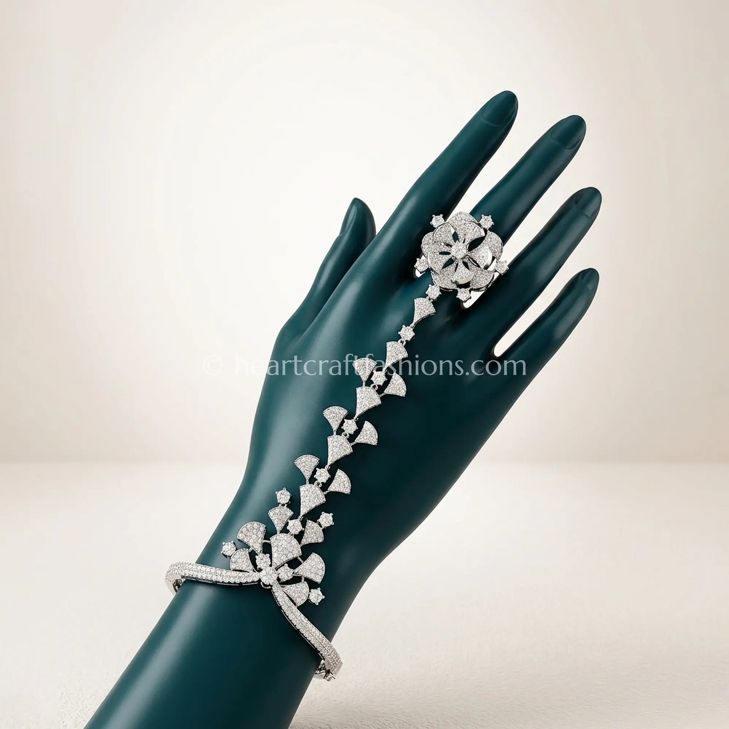 Cascading Fan Lattice Hathphool (Hand Harness)