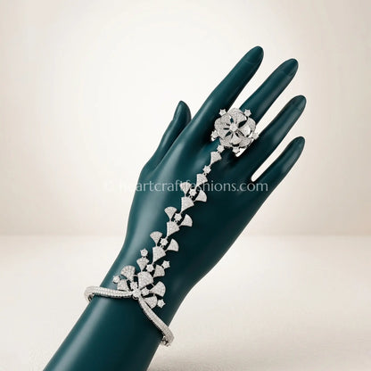 Cascading Fan Lattice Hathphool (Hand Harness)