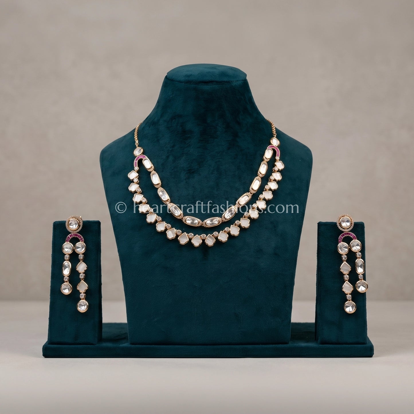 Sunehri Kundan, MOP & Ruby Accent Dual Layer Choker