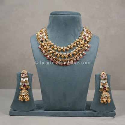 Heritage Rajwadi Layered Shell Pearl Kundan Haar