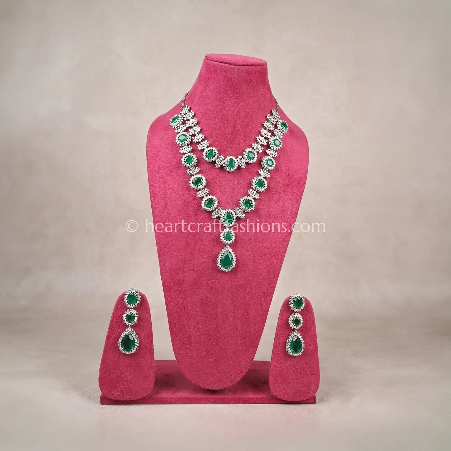 Emerald Oval Solitaire Double-Strand Set