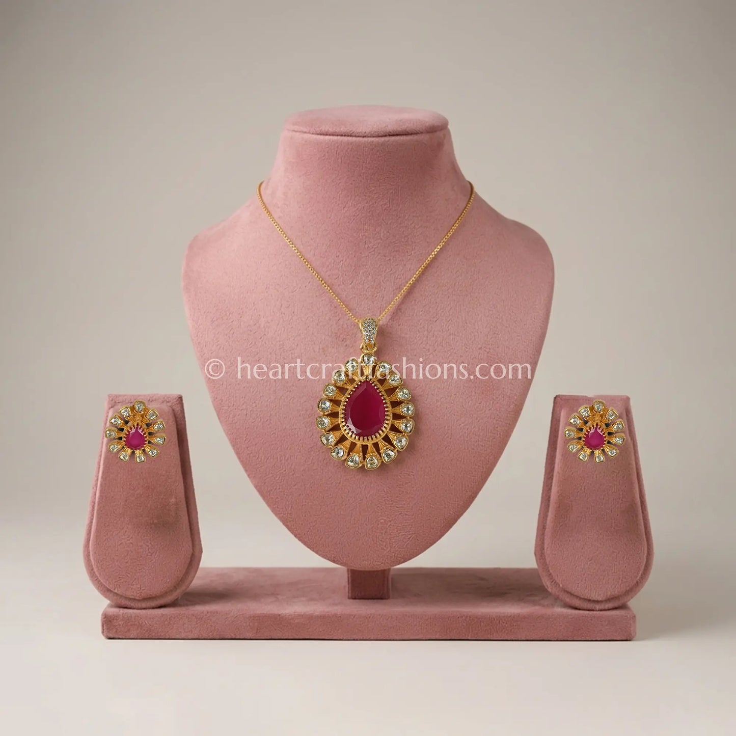 Ruby Aura Moissanite Pendant Set