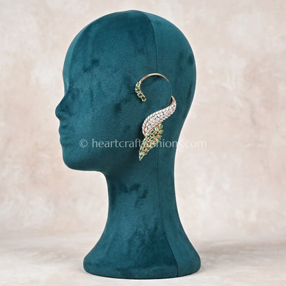Contemporary Gold Plated Zircon Feather Ear Cuffs