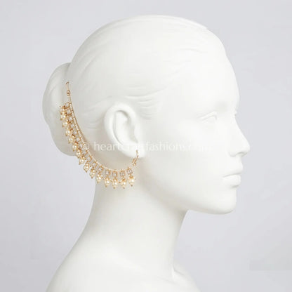 Sunehri Kundan Pearl Line Kaan Chain