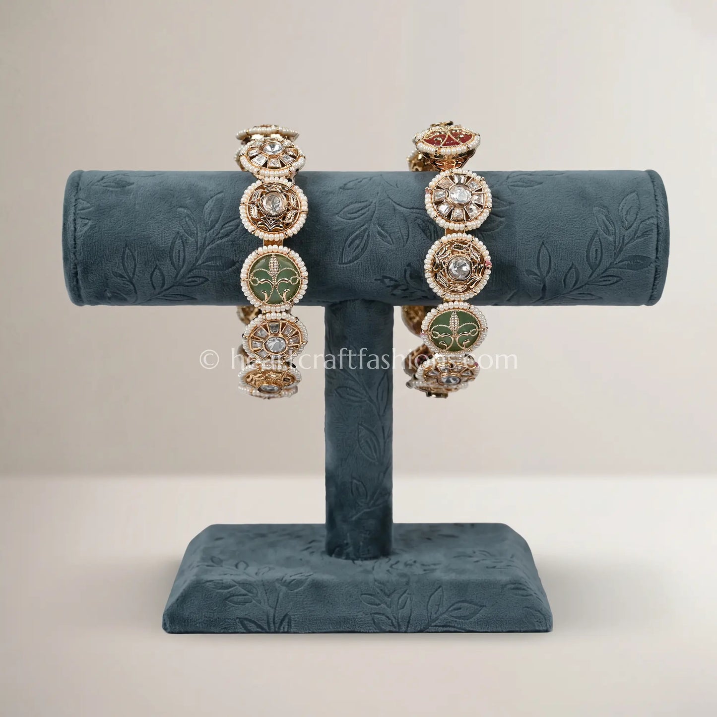 Pearl Meenakari Sunehri Kundan Bangles