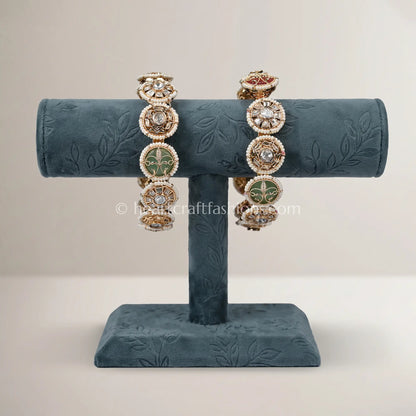Pearl Meenakari Sunehri Kundan Bangles