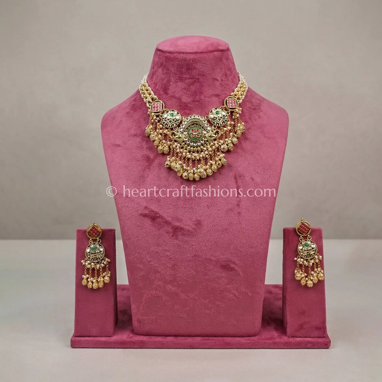 Heritage Pachi Kundan Pearl Jhumki Choker