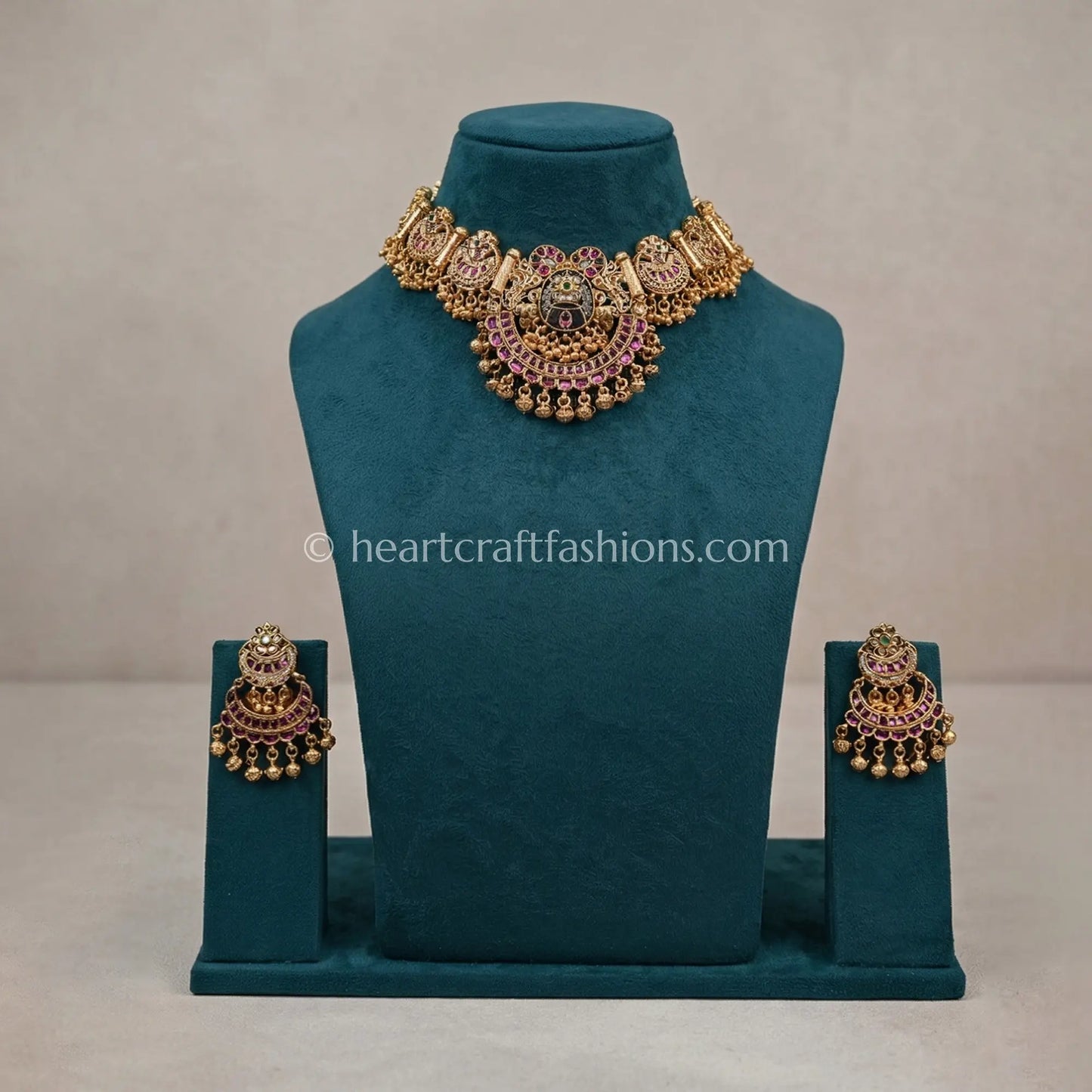 Rajwadi Peacock Kundan Choker Set