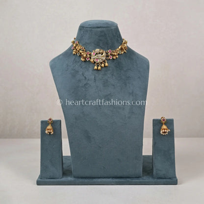 Heritage Pachi Kundan Floral Choker Set
