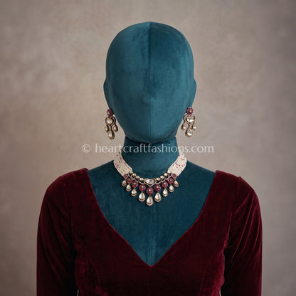 Sunehri Kundan Pearl Teardrop Necklace