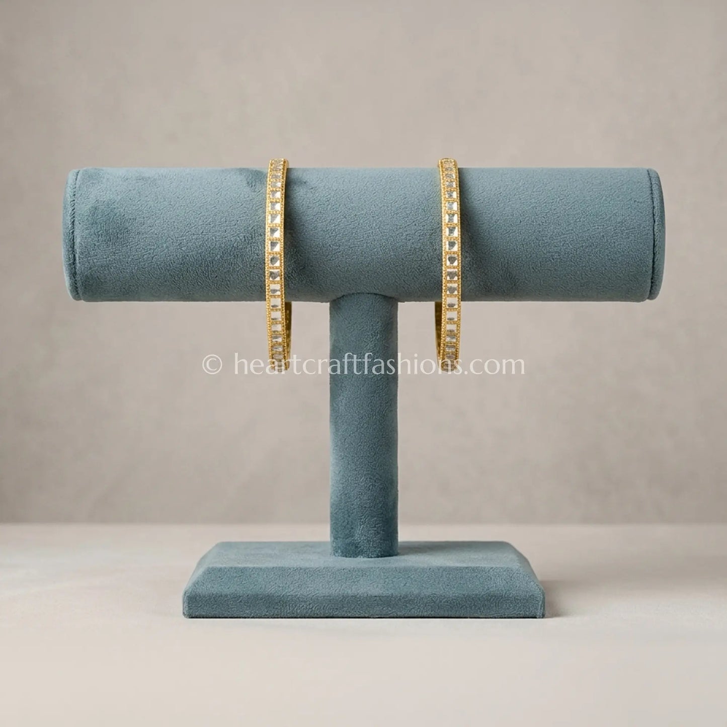 Classic Rectangle Pachi Kundan Sleek Bangles