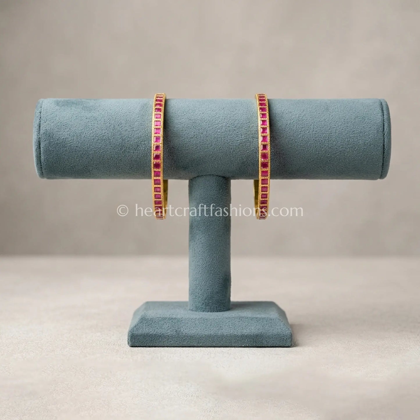 Ruby Square Pachi Kundan Sleek Bangles