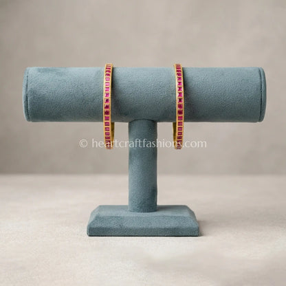 Ruby Square Pachi Kundan Sleek Bangles