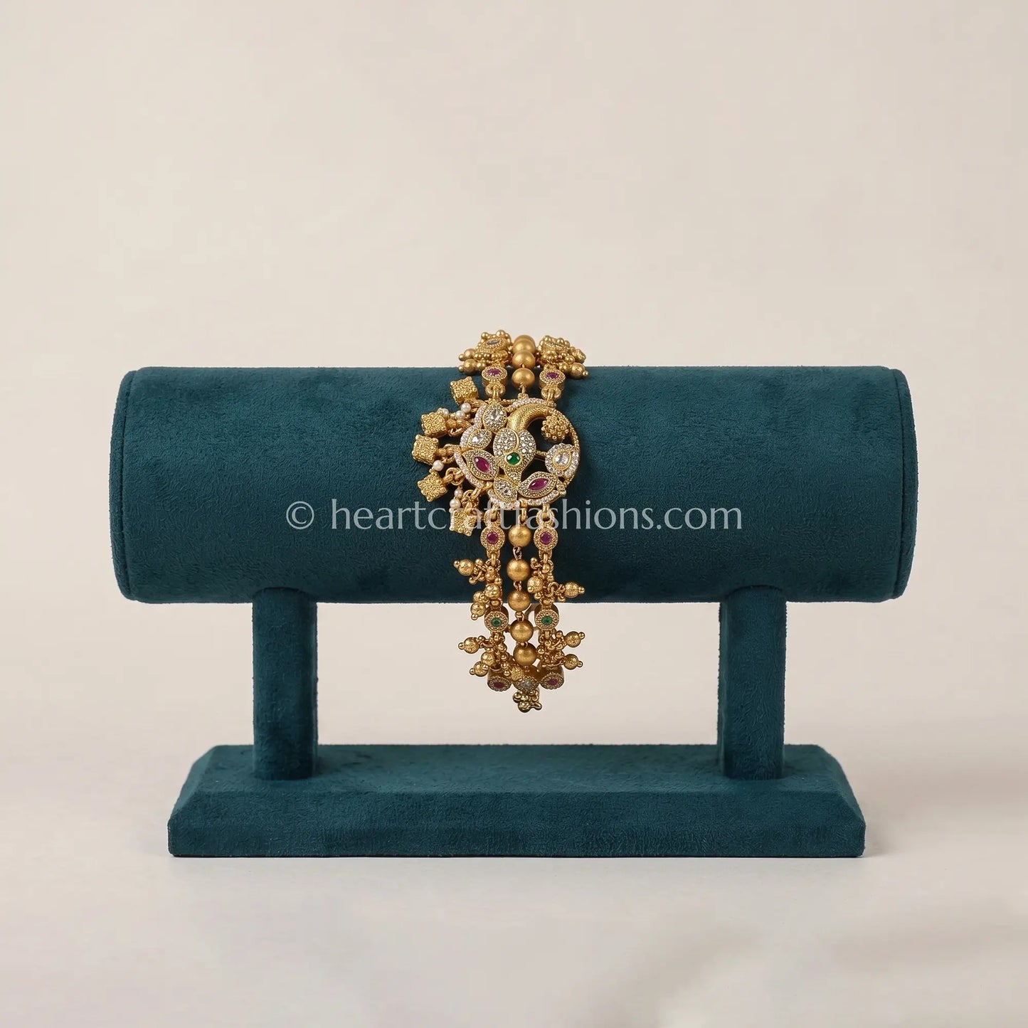 Peacock Heritage Kundan Hanging Bracelet