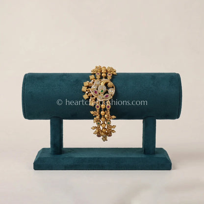 Peacock Heritage Kundan Hanging Bracelet