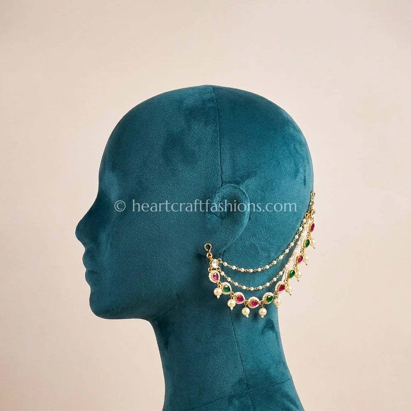 Pachi Kundan Multi-Color Pearl Drop Kaan Chain