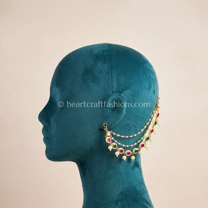 Pachi Kundan Multi-Color Pearl Drop Kaan Chain