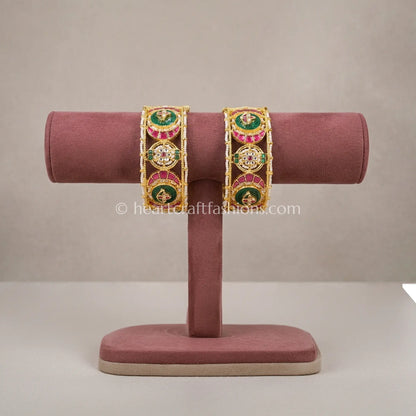 Ruby Emerald Heritage Pachi Bangles